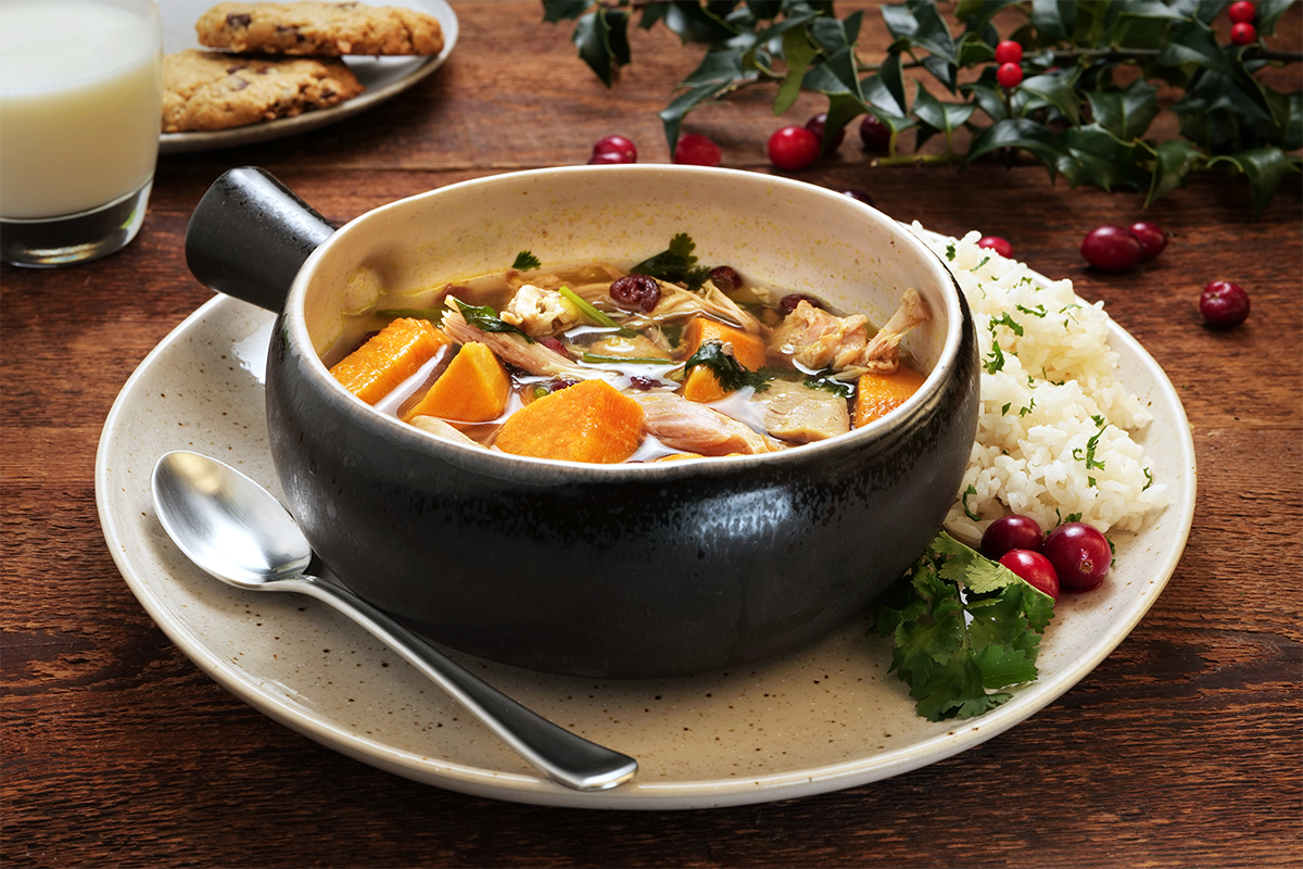Christmas Comfort and Joy Soup Meal with Seasoned Rice