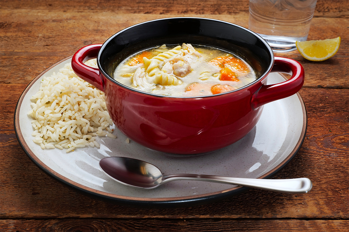 Good Ol' Chicken Noodle Soup Meal with Seasoned Rice