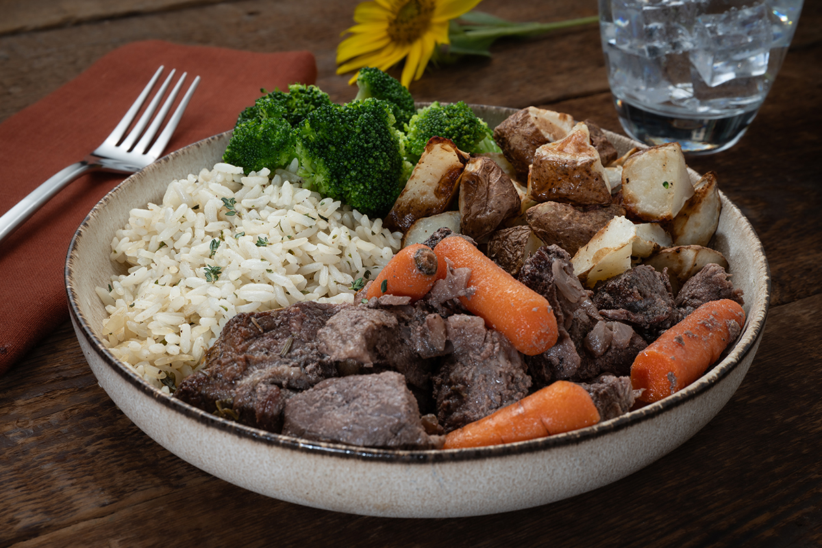 Pot Roast and Vegetables with Seasoned Rice
