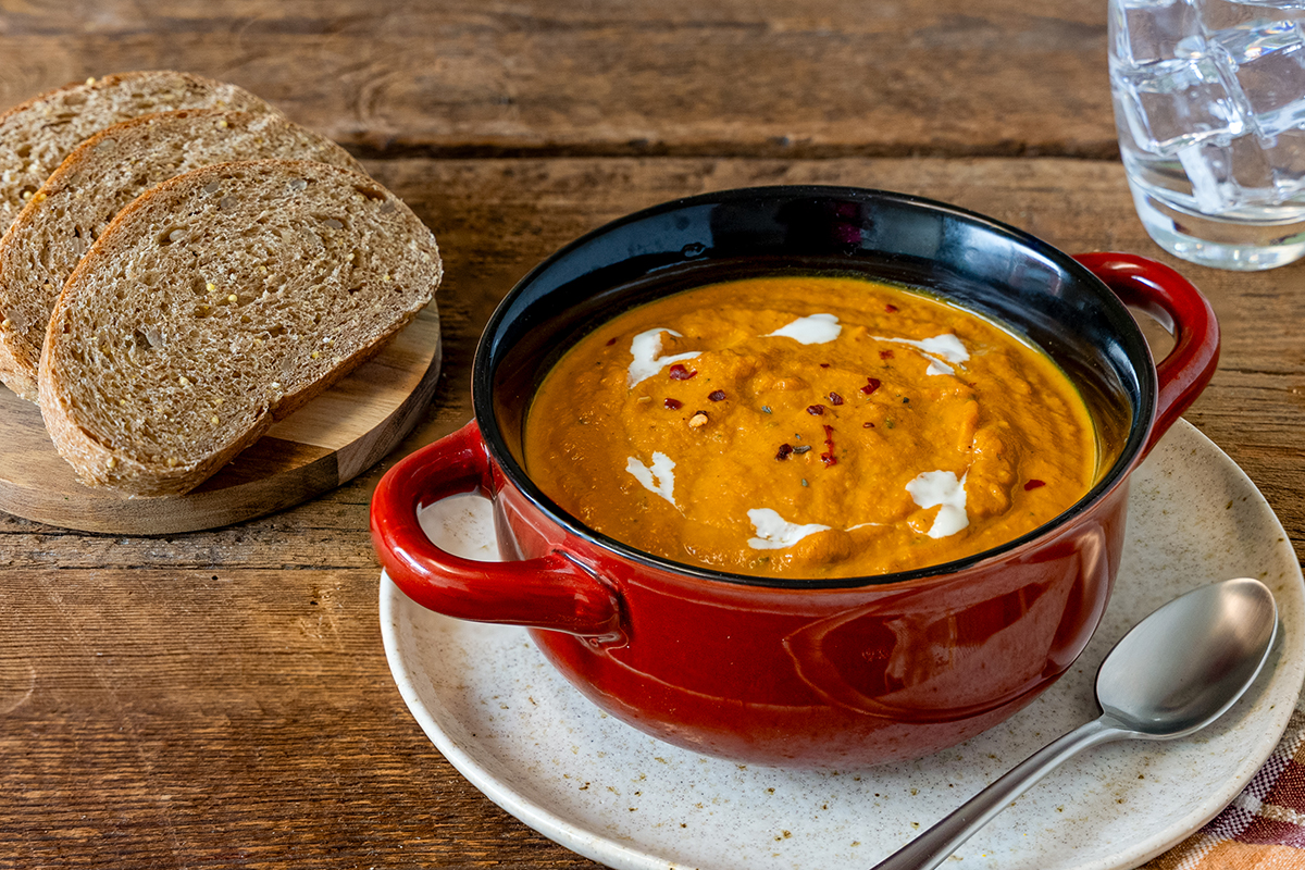 Pumpkin Hearth Soup Meal with 9-Grain Bread